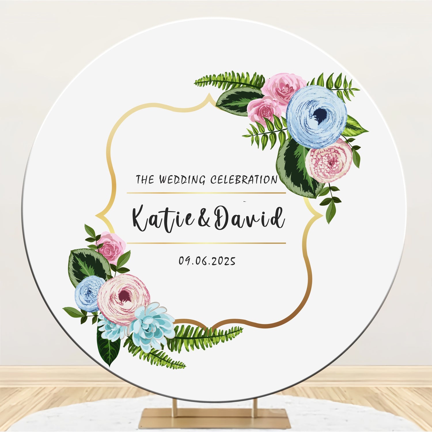 Customized Wedding Backdrop Floral Ring Celebration Round Backdrop BRP