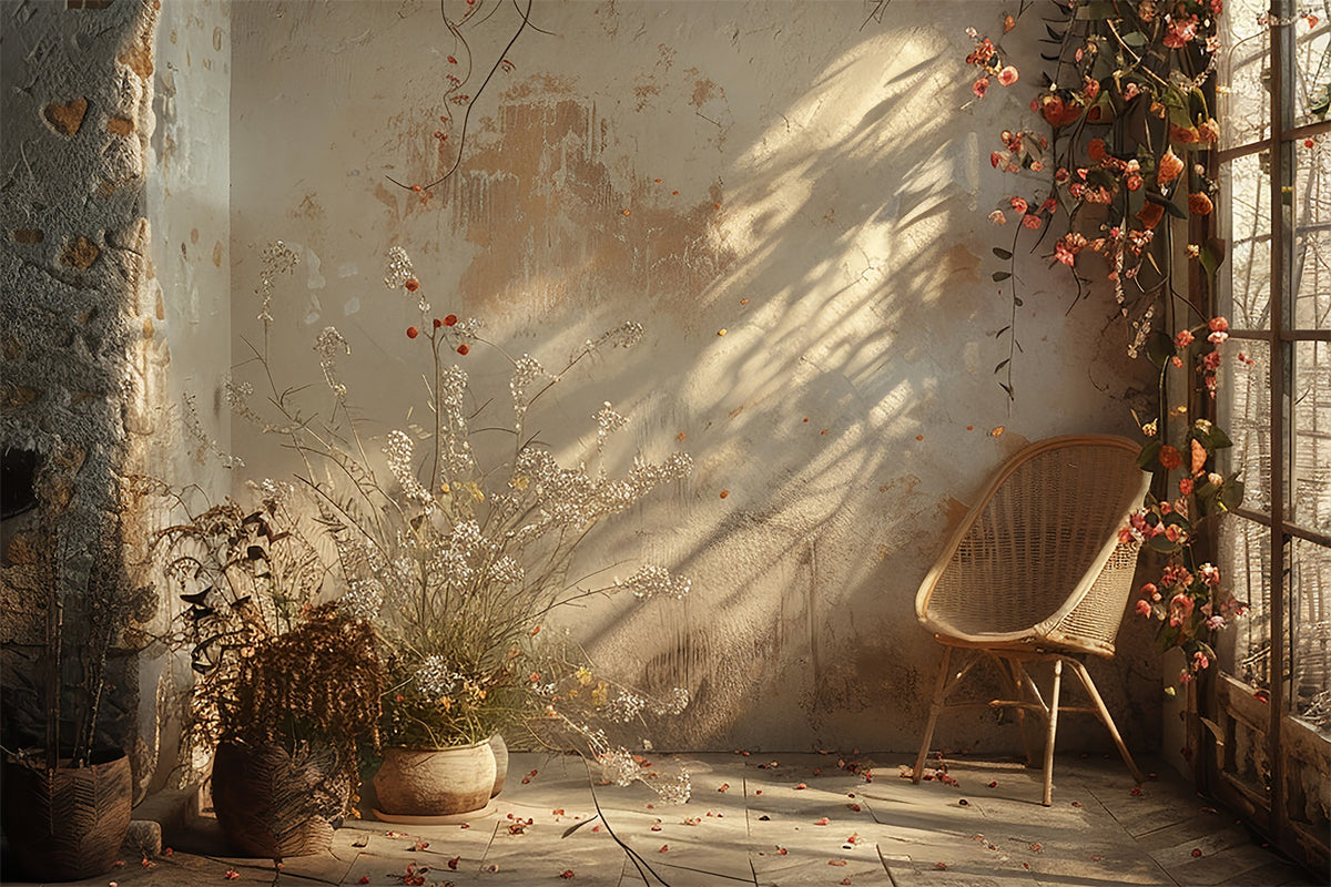 Botanical Backdrop Vintage Warm Botanical Corner Boho Backdrop BRP10-100