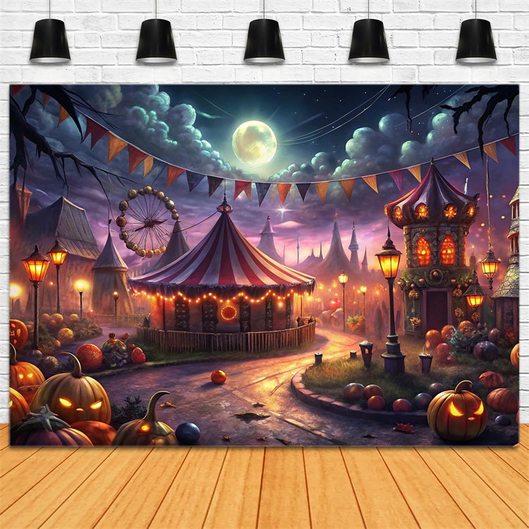 Halloween Wall Backdrop Spooky Halloween Carnival Full Moon Backdrop BRP10-172