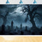 Halloween Photo Backdrop Foggy Graveyard Twisted Trees Backdrop BRP10-