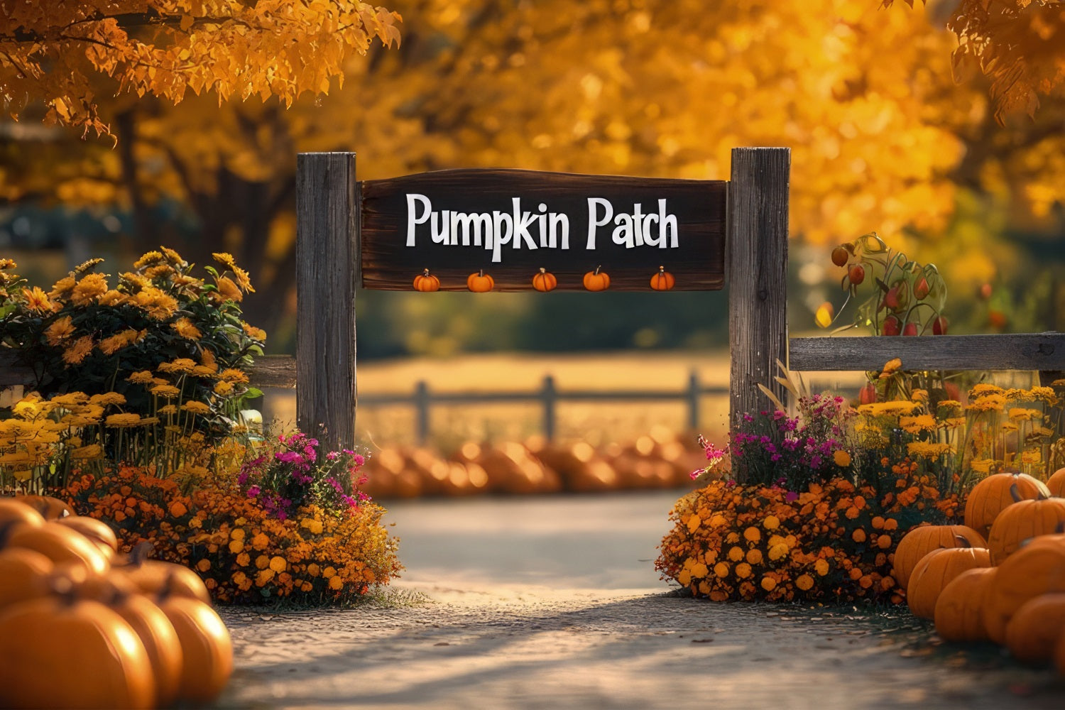 Fall Events Background Fall Theme Background Flowers Pumpkin Patch Backdrop BRP10-244