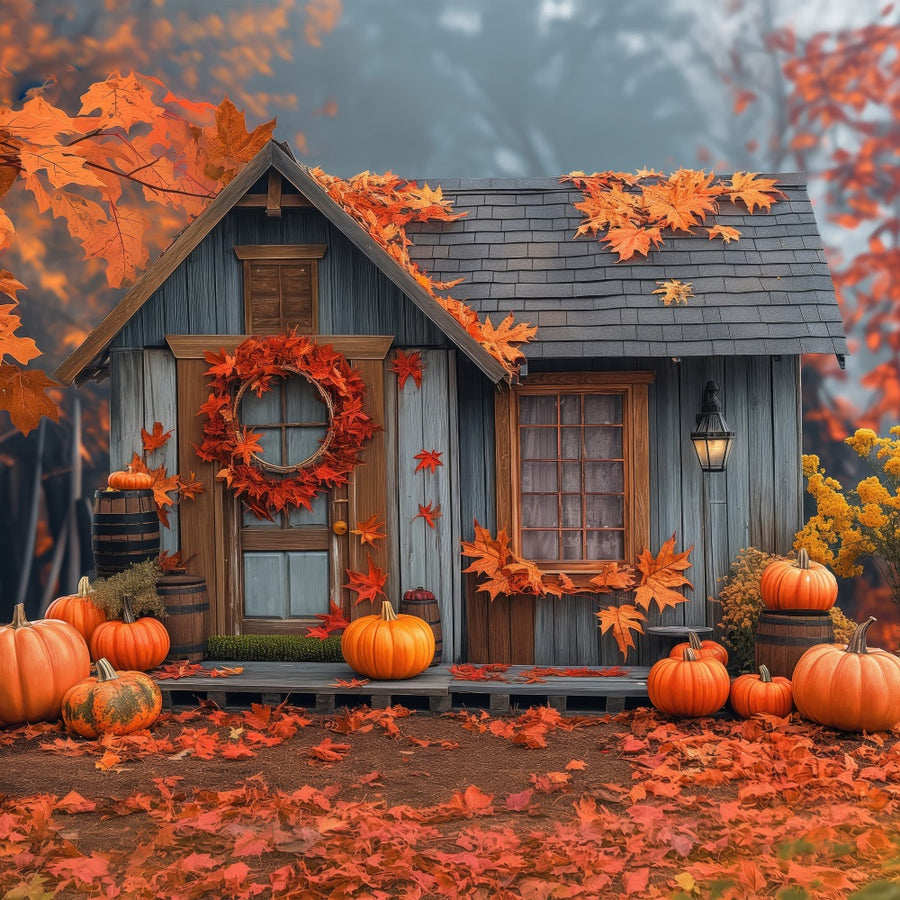 Fall Backdrop Photography Little Cabin Autumn Forest Backdrop BRP10-24