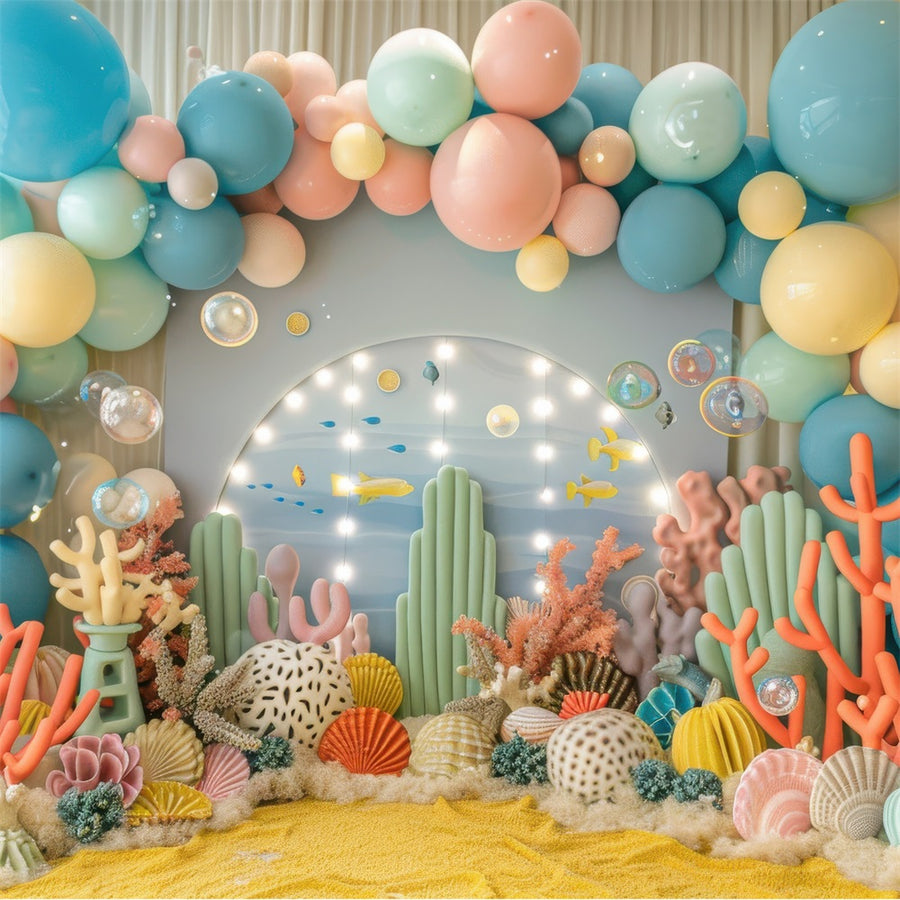 Undersea Coral Scallop Custom Birthday Backdrop