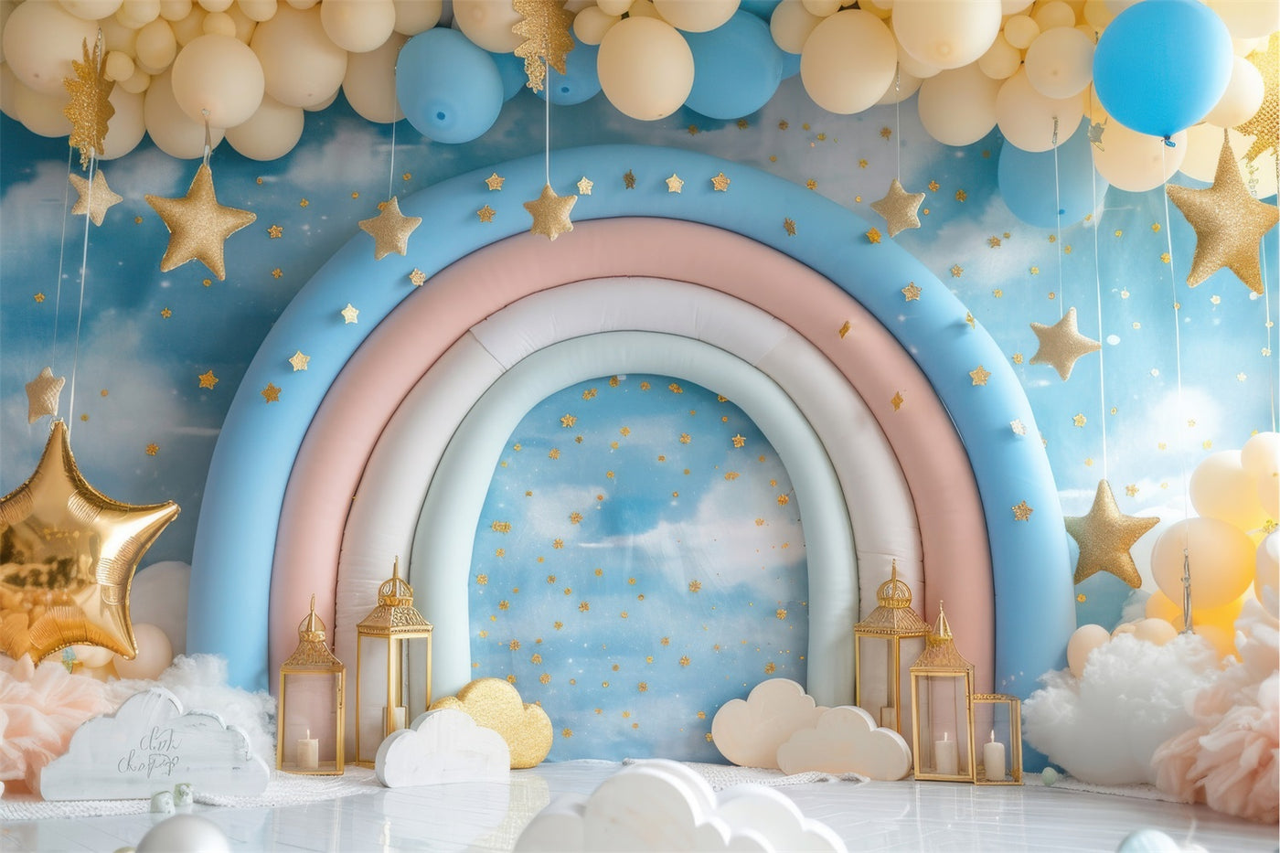 Aperturee Abstract Red Gold Mixed Pattern Birthday Half Moon Arch Backdrop