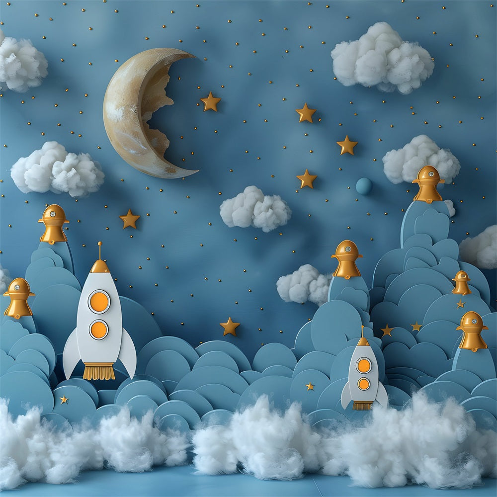 Birthday Photoshoot Backdrop Space Exploration Rockets Backdrop BRP10-325