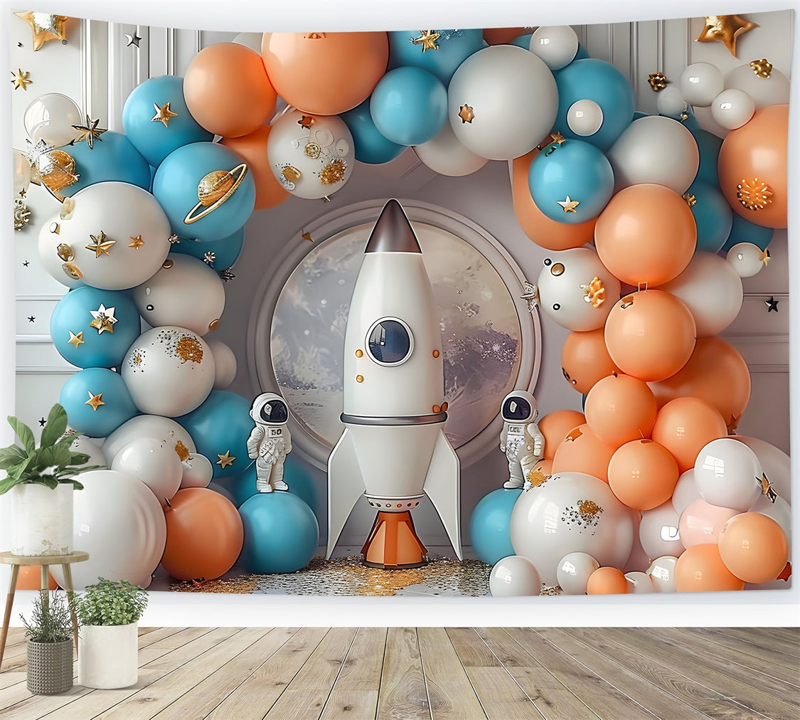 Birthday Photoshoot Backdrop Ideas Rocket Launch Astronaut Backdrop BRP10-330