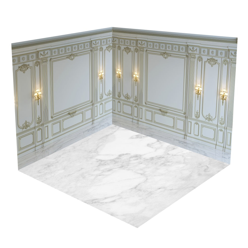 Back Drop Room Retro Gold White Wall Decor Backdrop Room Set BRP10-432