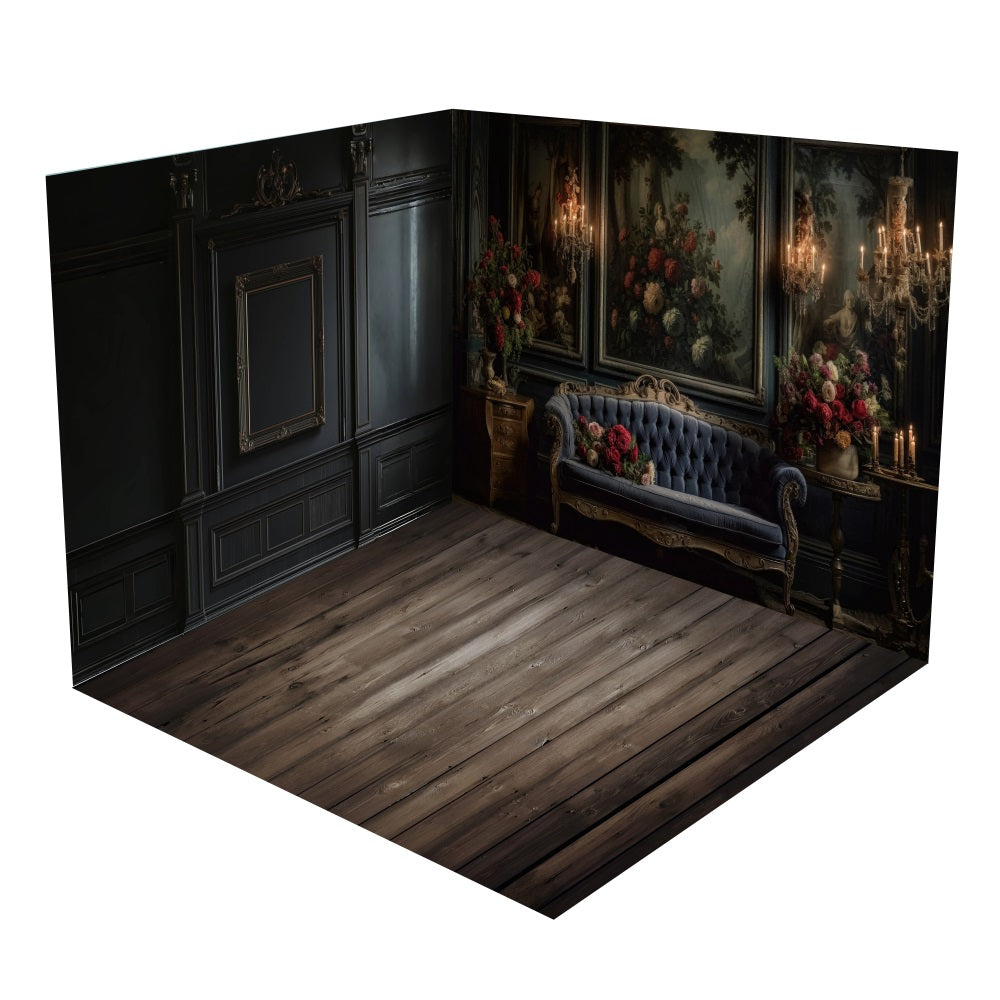 Back Drop Room Vintage Wall Floral Antique Couch Backdrop Room Set BRP10-434