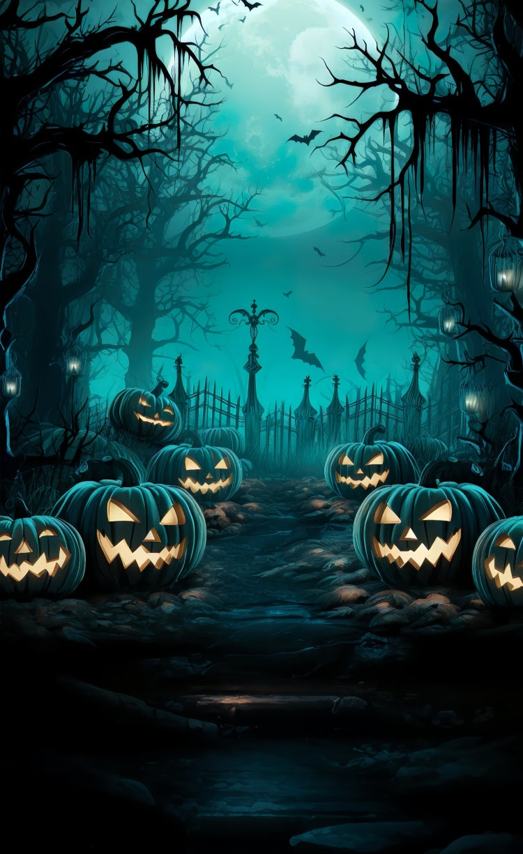 Halloween Sweep Pumpkin Patch Blue Moon Backdrop BRP10-511