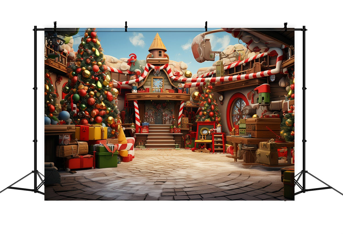 Christmas Photography Backdrop Santa's Workshop Preparation Backdrop B
