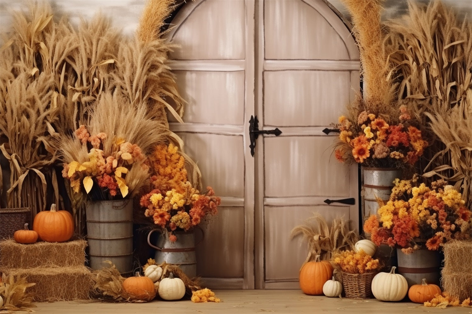 Fall 67 Boho Fall Harvest Scene Flowers Backdrop BRP10-67