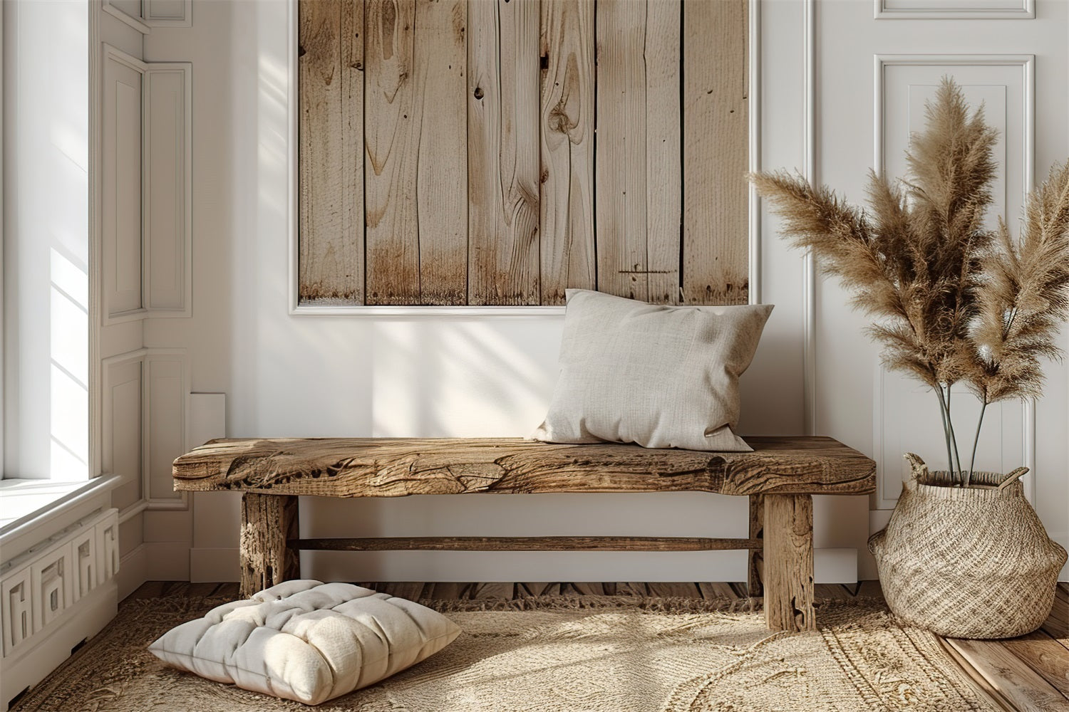 Simple Boho Bench Simple Boho Wooden Bench Natural Backdrop BRP10-82