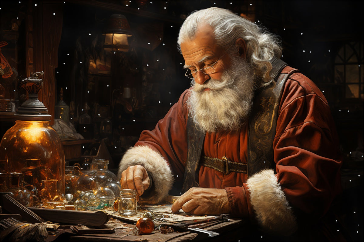 Christmas Scene Backdrop Santa Handcrafted Ornaments Backdrop BRP11-13