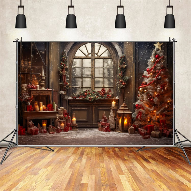 Christmas Window Backdrop Wreath Tree Decor Backdrop BRP11-210