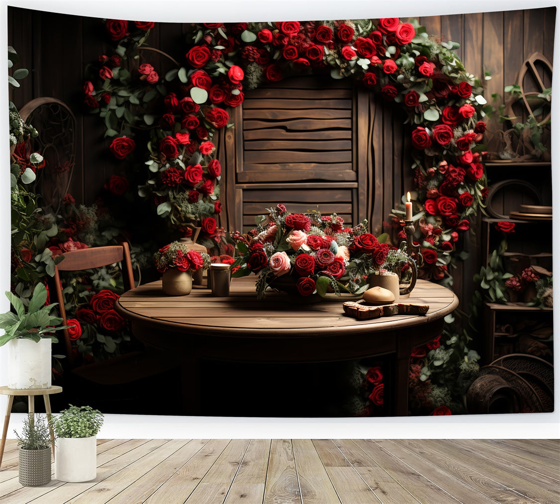 Red Rosed Backdrop Backdrop For Valentine Table Decor Red Roses Backdrop BRP11-294 – Dbackdrop
