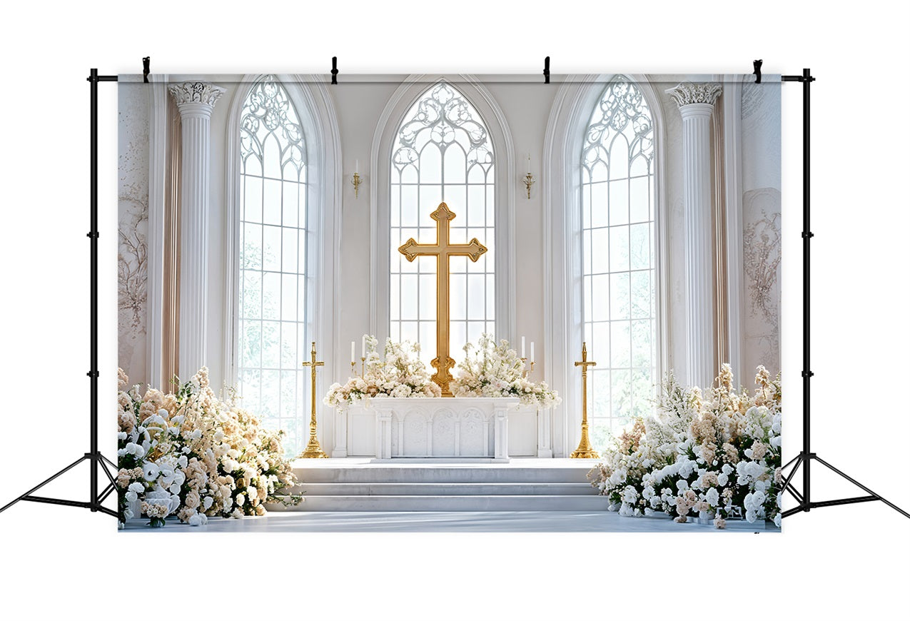 Altar Backdrop Easter Church Photo Backdrop Cross Altar Floral Backdrop BRP11-330 ...