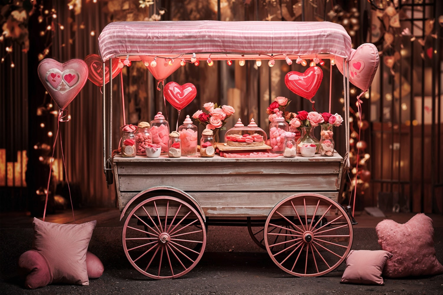 Backdrop Valentine's Day Wooden Vintage Candy Stand Backdrop BRP11-386