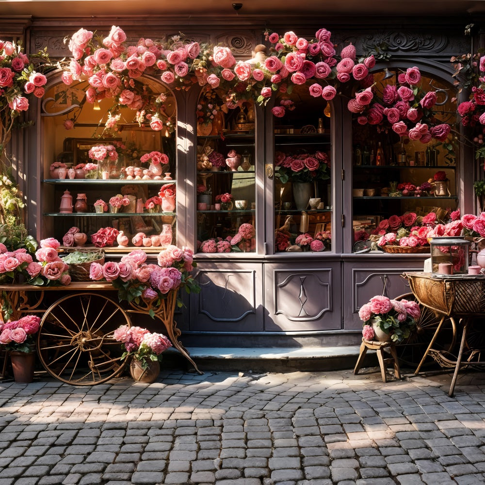 Photography Valentine Backdrops Shopfront Cascading Pink Roses Backdrop BRP11-429
