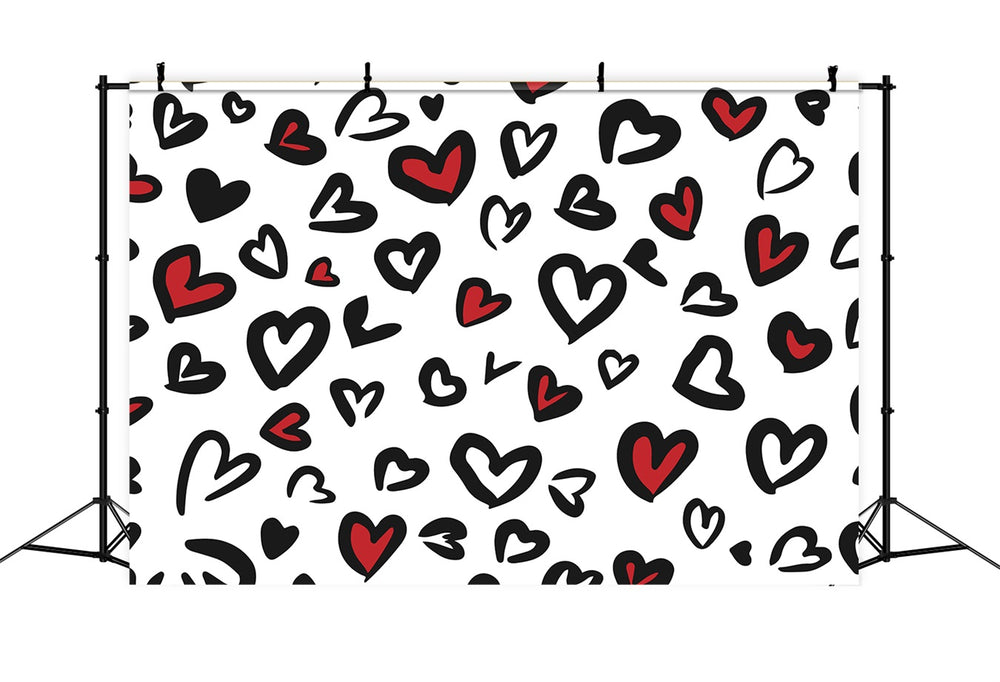 Valentine's Day Photography Backdrops Hand-Drawn Heart Love Backdrop B