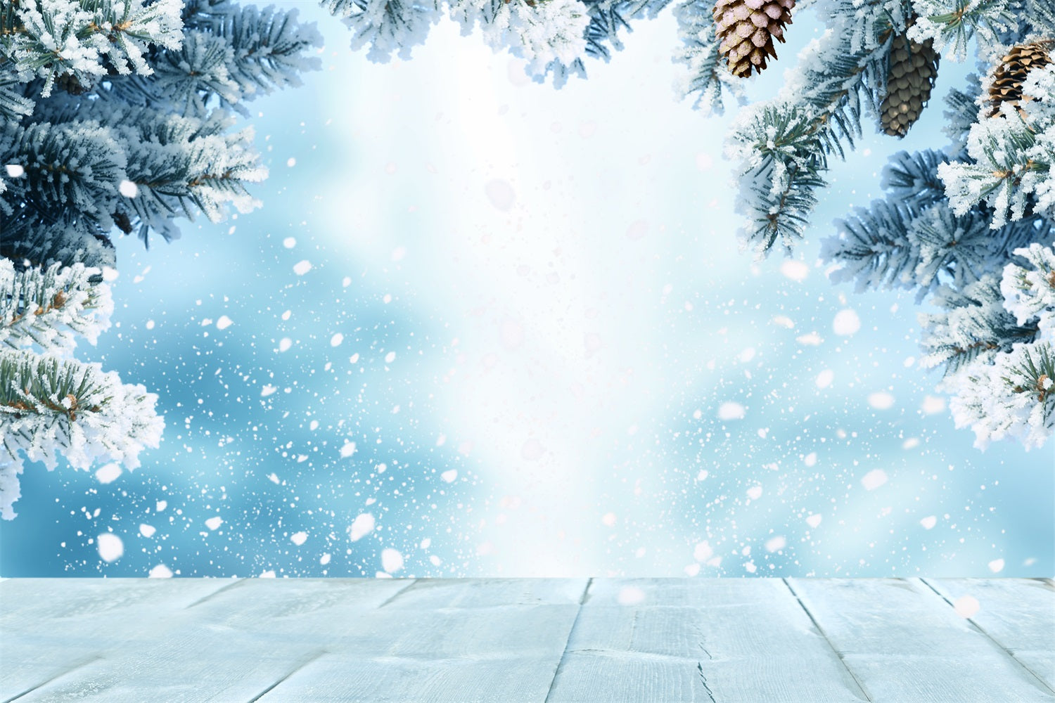 Winter Photo Backdrop Snowy Trees Falling Snowflakes Backdrop BRP11-46