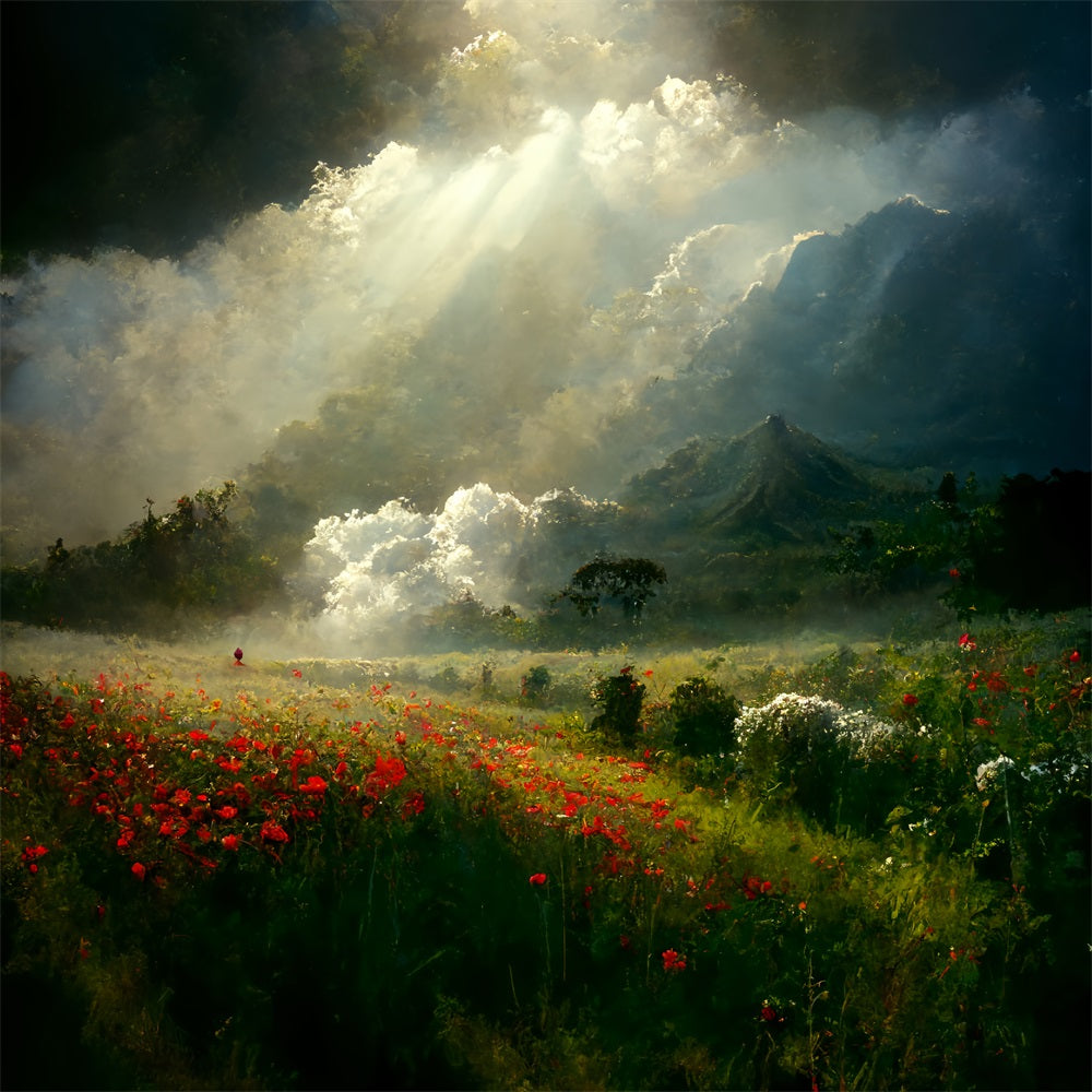 Vintage Backdrops Majestic Landscape Heavenly Light Beam Backdrop BRP11-564