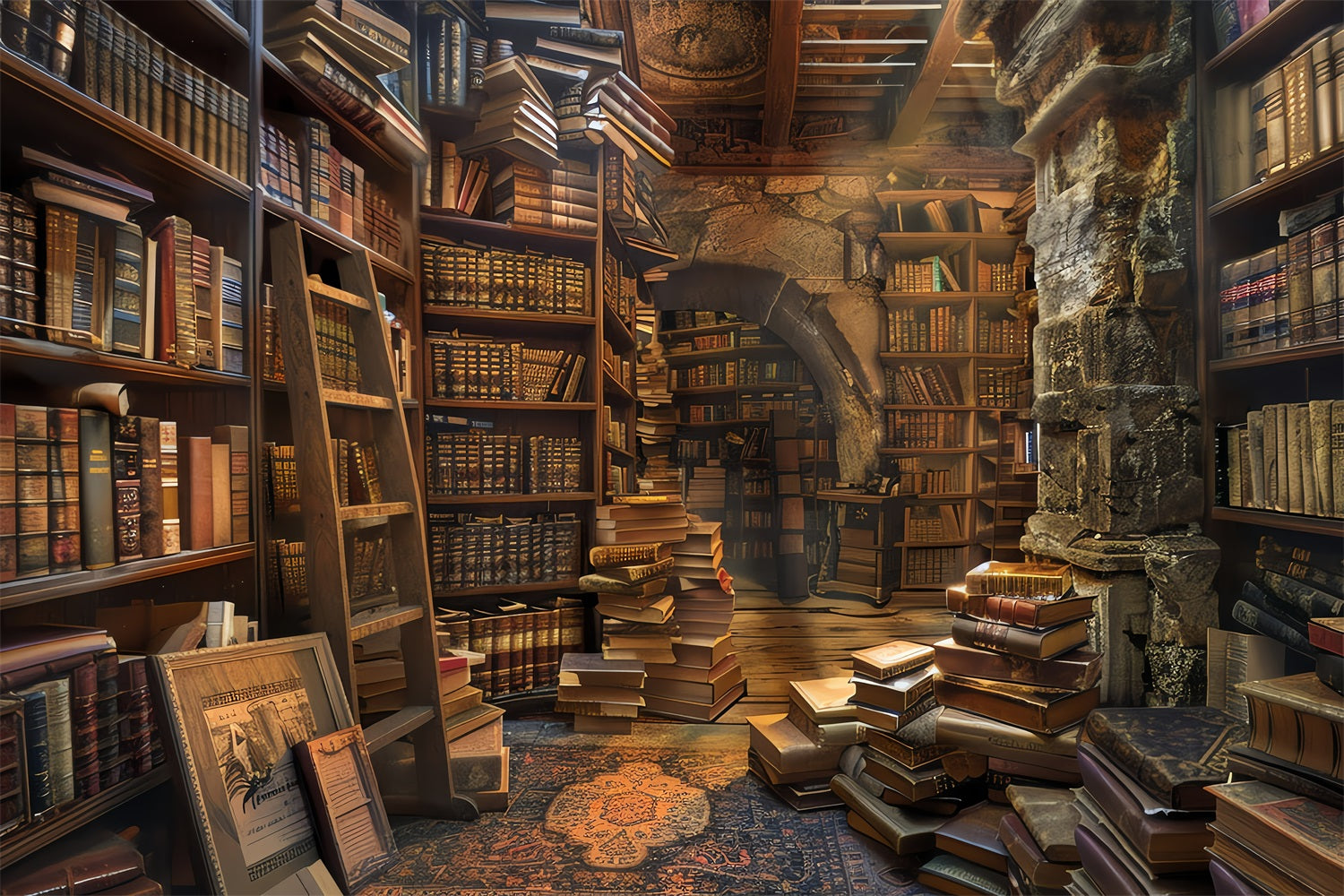 Old Library Desktop Wallpaper