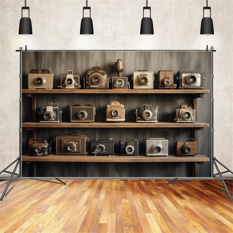 Photography Backdrops Vintage Antique Shelf Camera Decor Backdrop BRP1