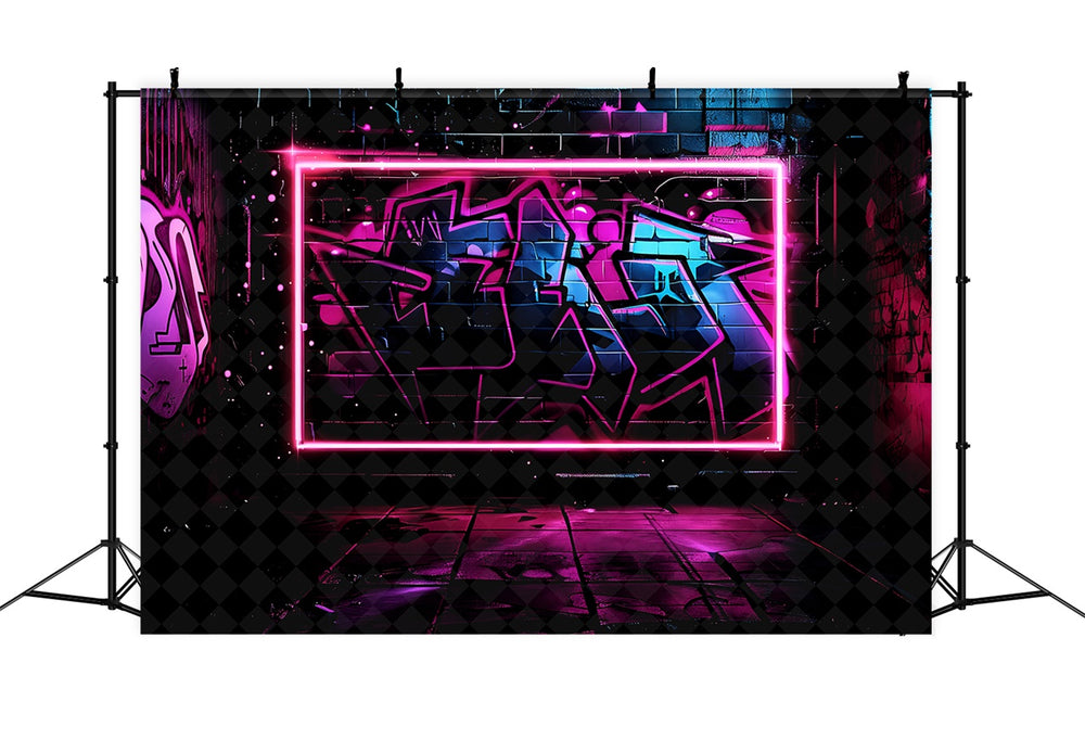 Neon Backdrop Kit Graffiti Wall Backdrop Dazzling Neon Art Frame Backdrop BRP12-133