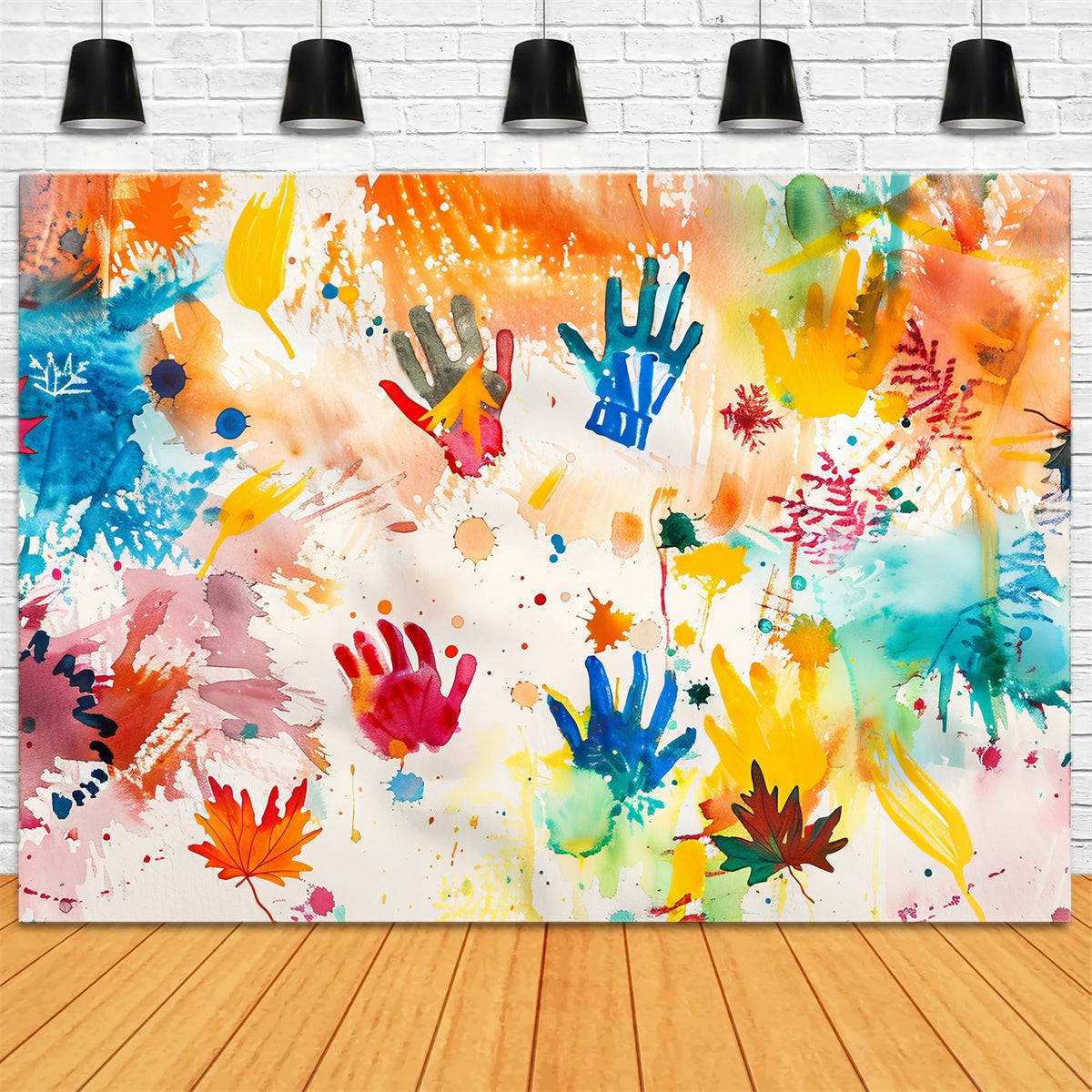 Graffiti Backdrop Colorful Handprint Art Backdrop BRP12-146 – Dbackdrop