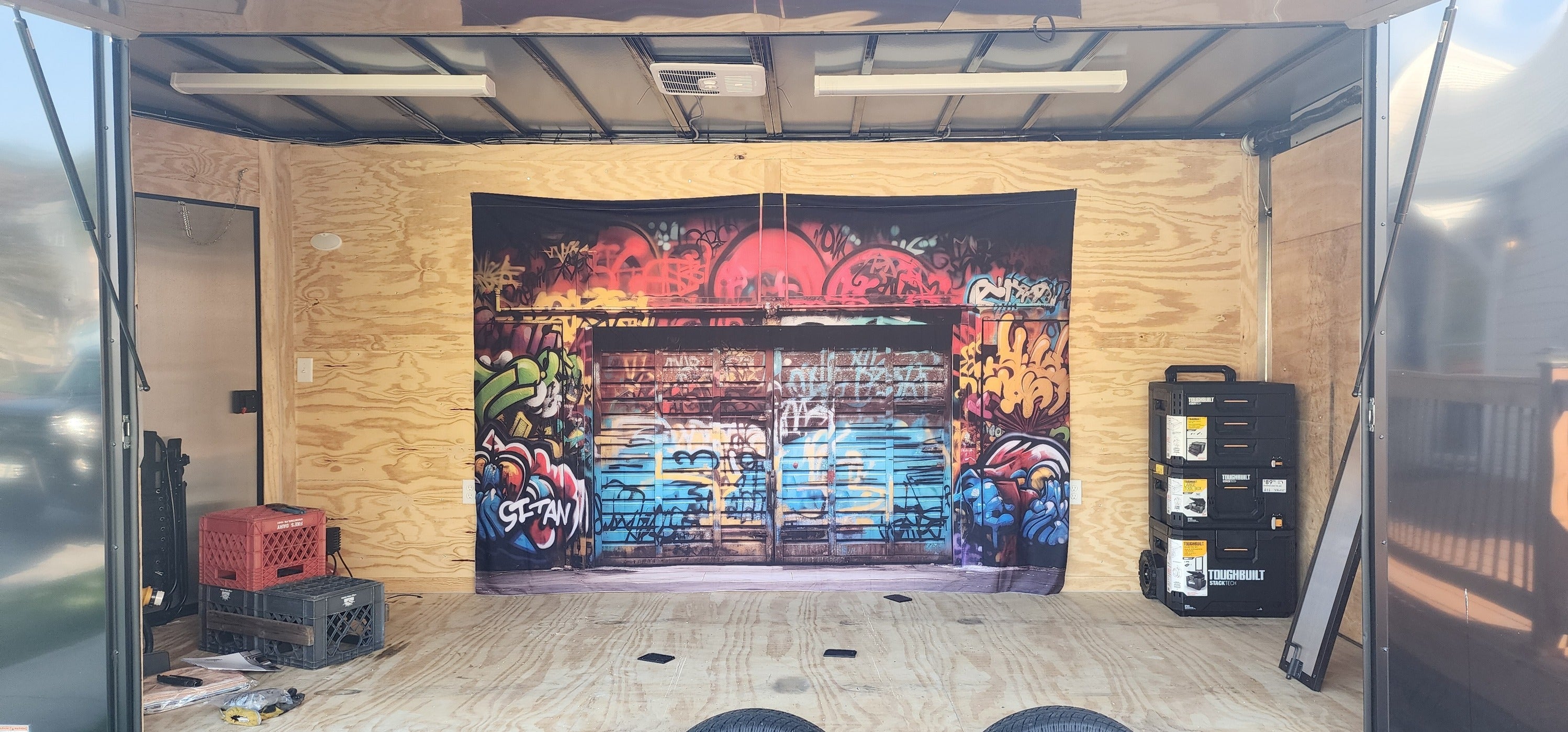Graffiti Wall Backdrop Vibrant Garage Door Photography Backdrop BRP12-148