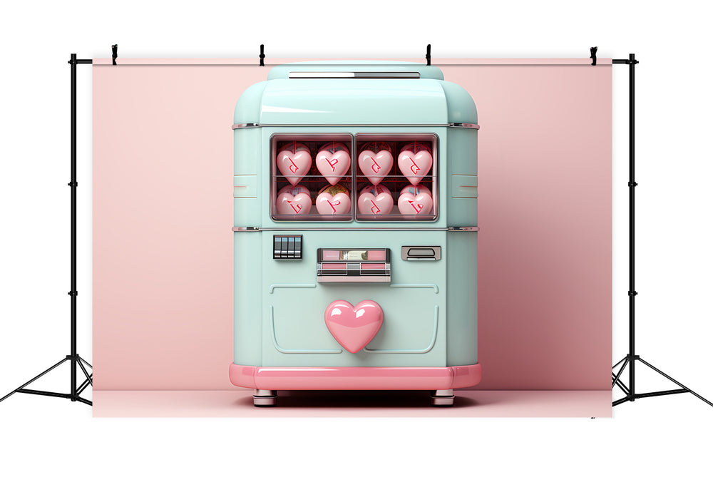 Valentine Backdrop Photography Heart Candy Pink Vending Machine Backdr