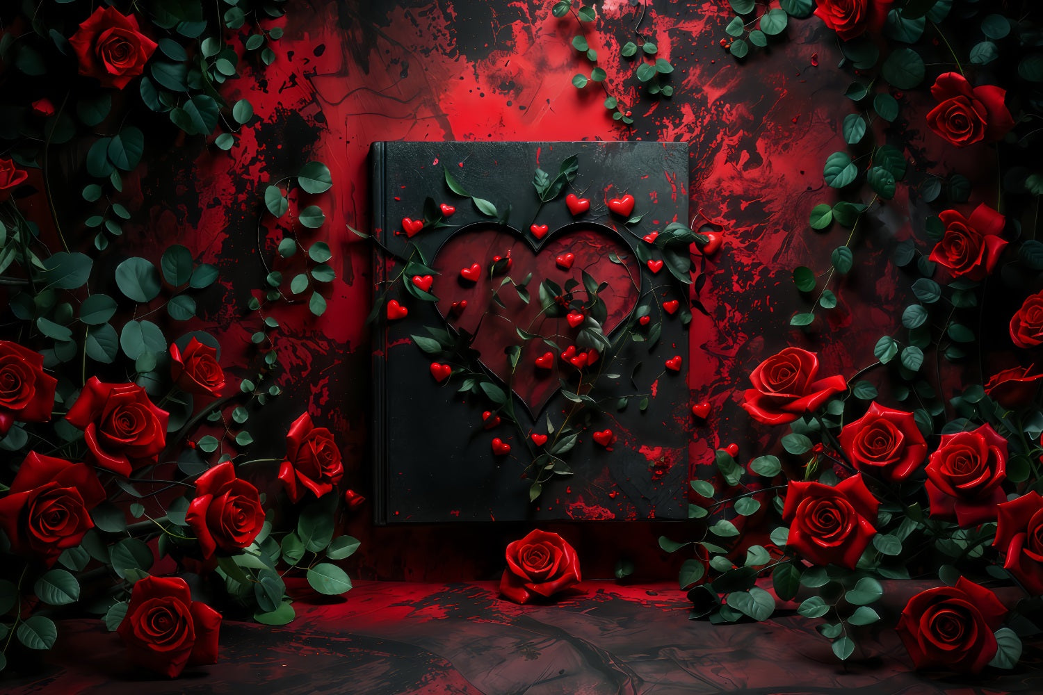 Valentine Backdrops Photography Rose Frame Romantic Heart Backdrop BRP