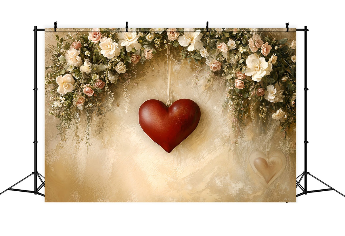 Valentine's Backdrops Red Heart Hanging Floral Elegance Backdrop BRP12