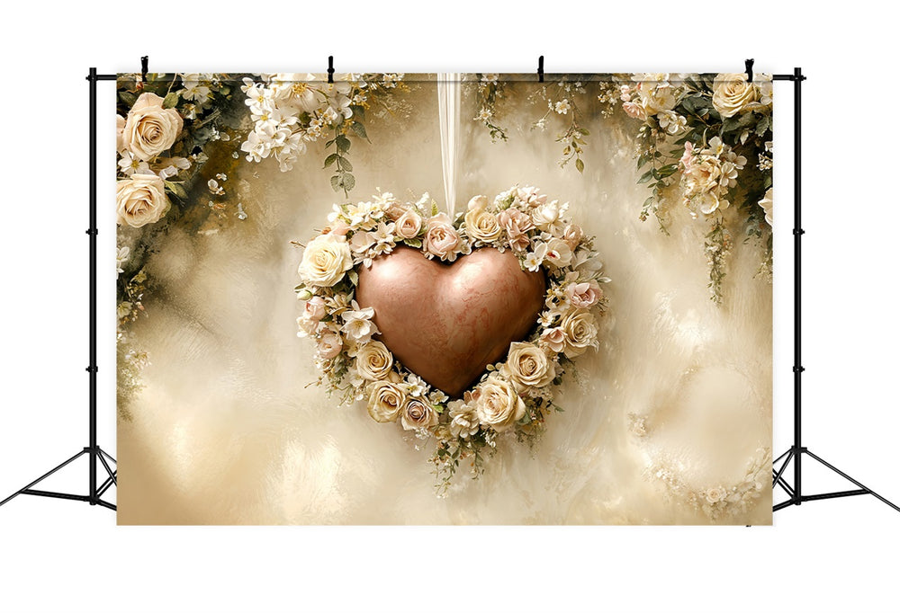 Valamarm Am Backdrop Frame Valentine's Day Backdrop Vintage Floral Heart Frame Backdrop BRP12-221