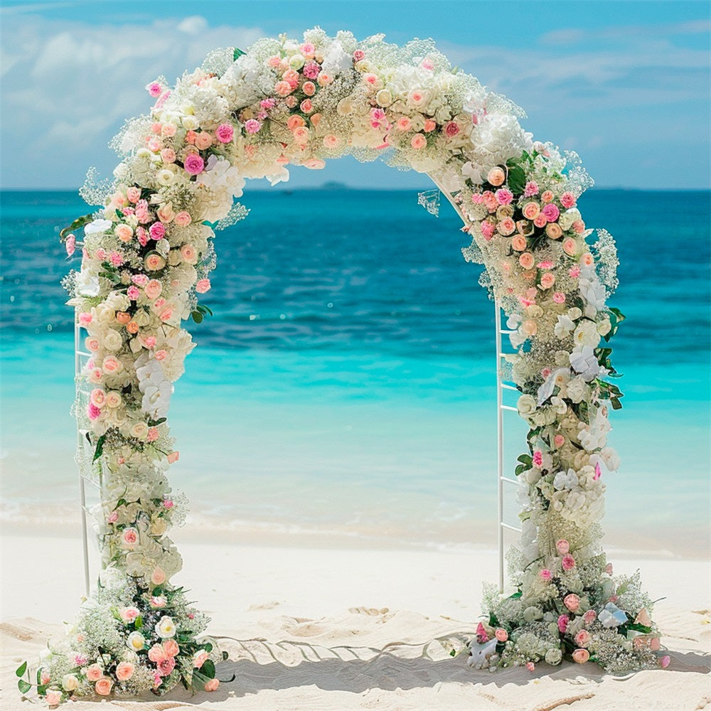 Outdoor Wedding Backdrop Beachside Floral Arch Backdrop BRP12-388