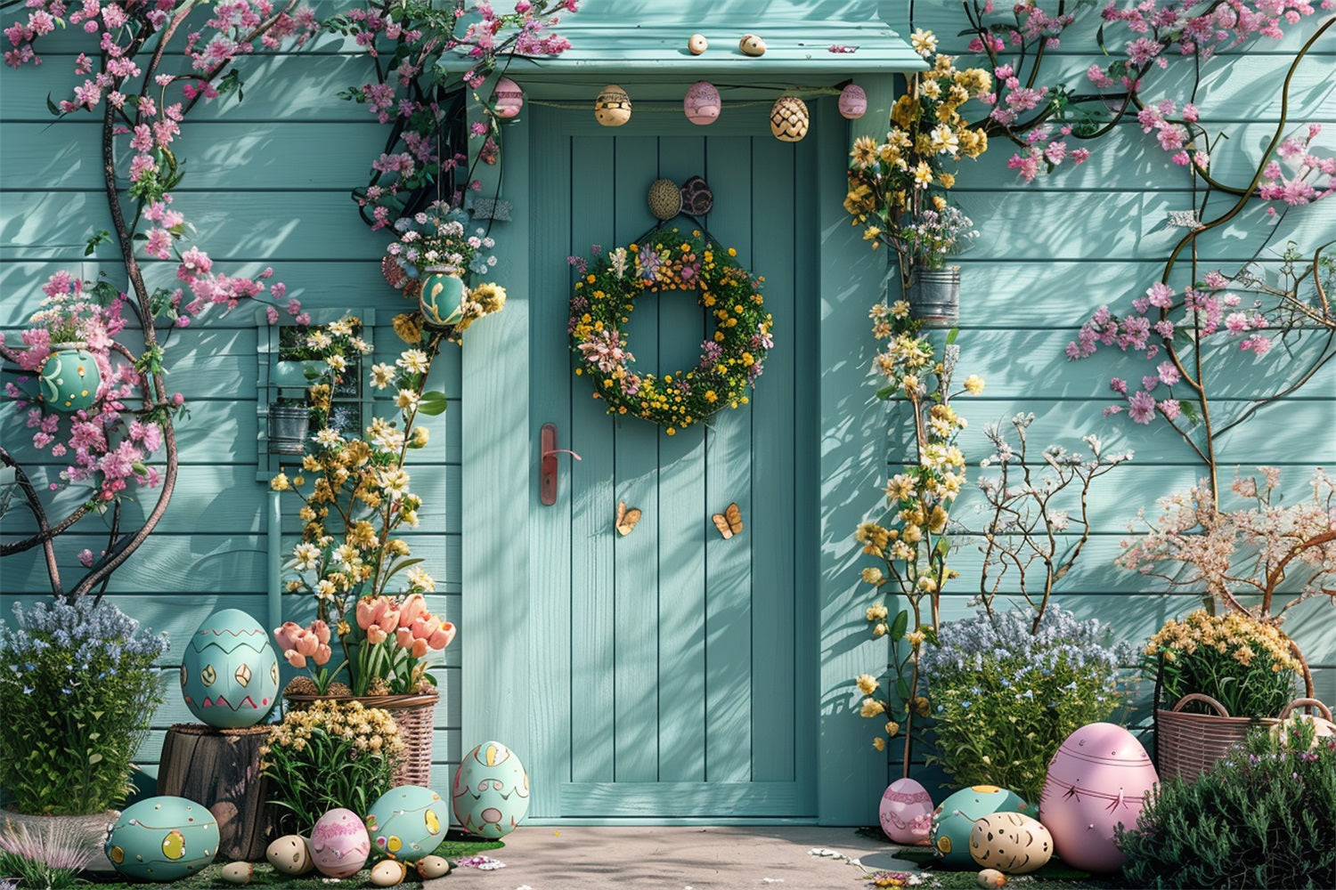 Photography Easter Backdrop Charming Doorway Spring Egg Backdrop BRP12-397