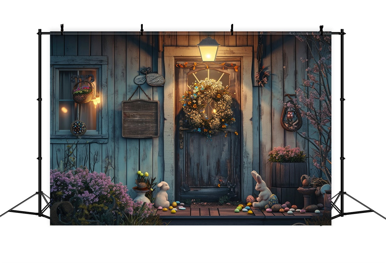 Easter Backdrop Vintage Cottage Door Bunny Eggs Backdrop BRP12-405