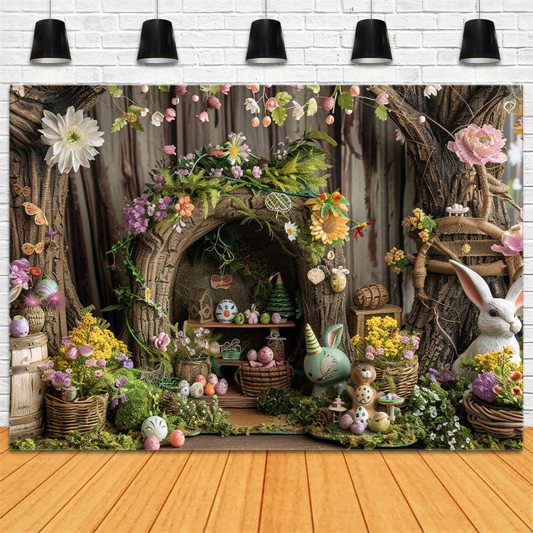 Kate Sfondo Fotografico Di Pasqua 2,2x1,5 M – Coniglietti, Uova E Fiori, Per Ritratti Bambini E Cake Smash