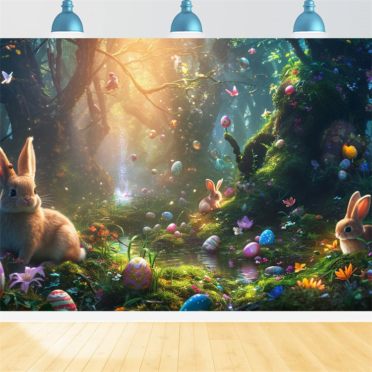 Easter Photo Backdrop Bunny Egg Hunt Forest Backdrop BRP12-422