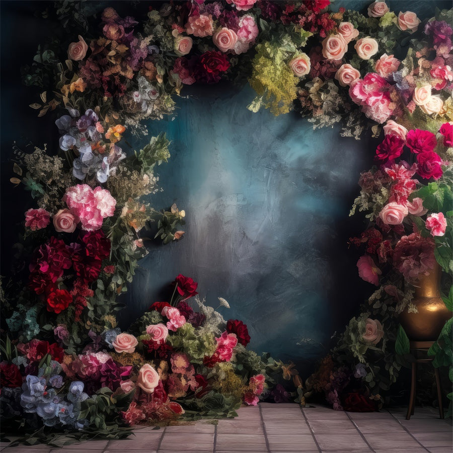 Spring Backdrop Frame Spring Backdrop Romantic Rose Frame Dark Blue Backdrop BRP12-454