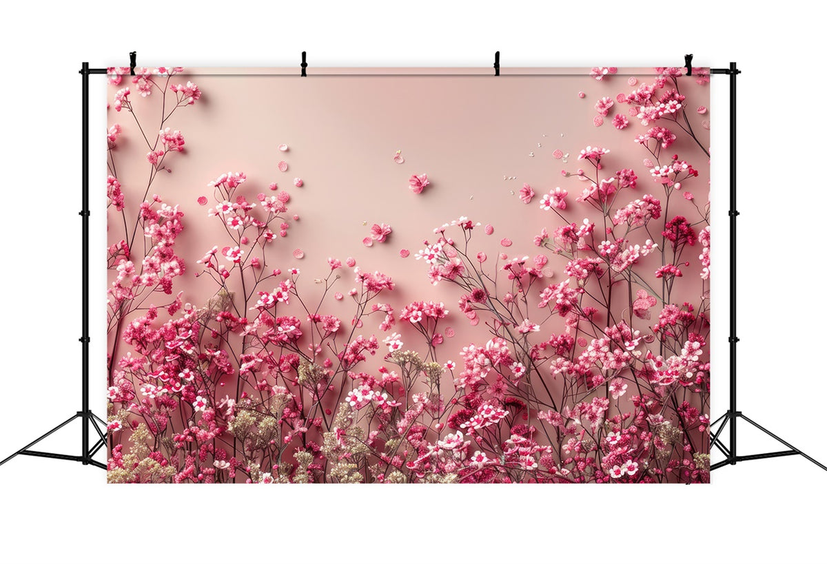 Pink Spring Backdrop Backdrops Spring Blooming Pink Gypsophila Pastel Backdrop BRP12-464