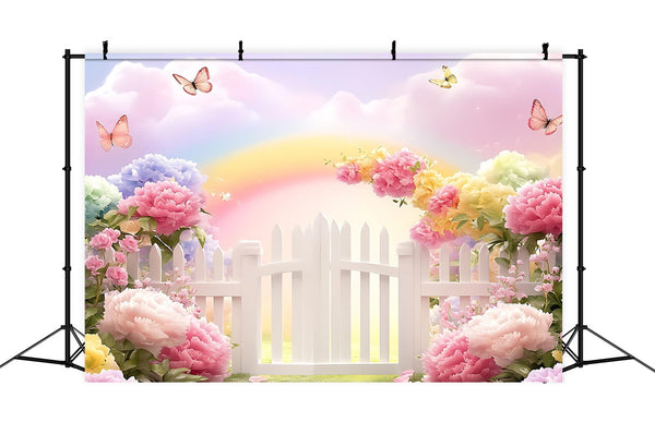 Spring Photo Backdrop Vibrant Flowers Pastel Rainbow Backdrop BRP12-47