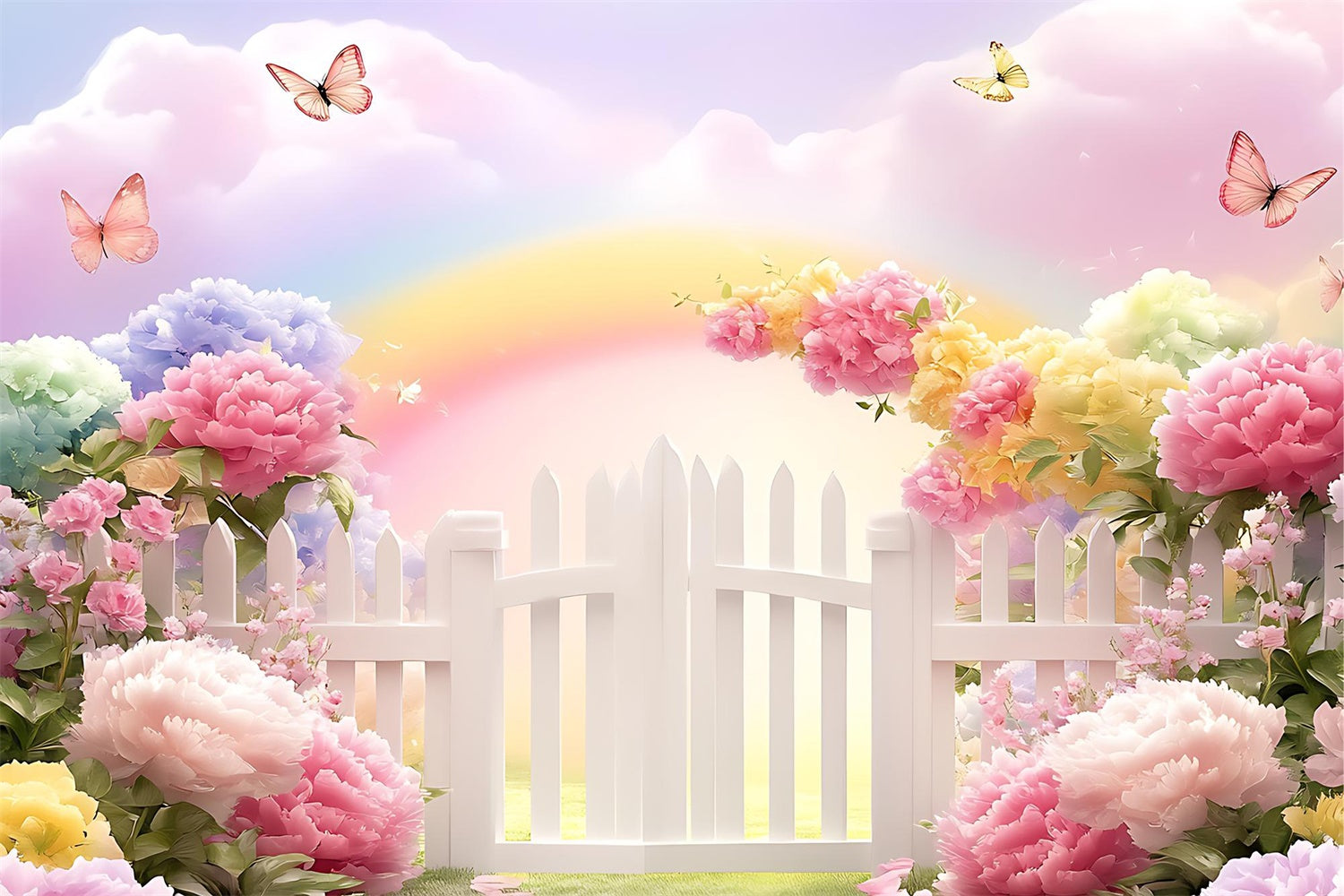Spring Photo Backdrop Vibrant Flowers Pastel Rainbow Backdrop BRP12-47
