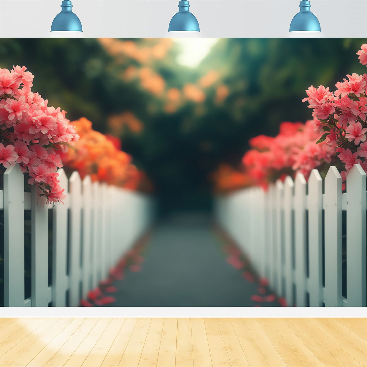 Pink Spring Backdrop Spring Themed Backdrop Elegant Pink Bloom Pathway Backdrop BRP12-490