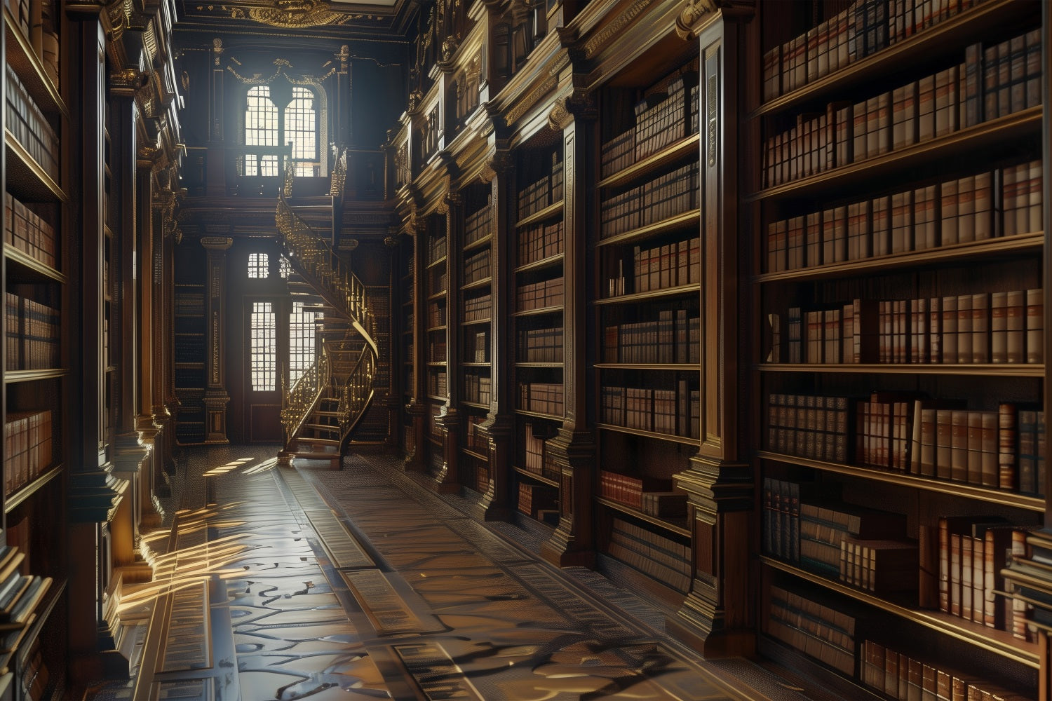 Architecture Backdrop Renaissance Library Spiral Staircase Backdrop BR