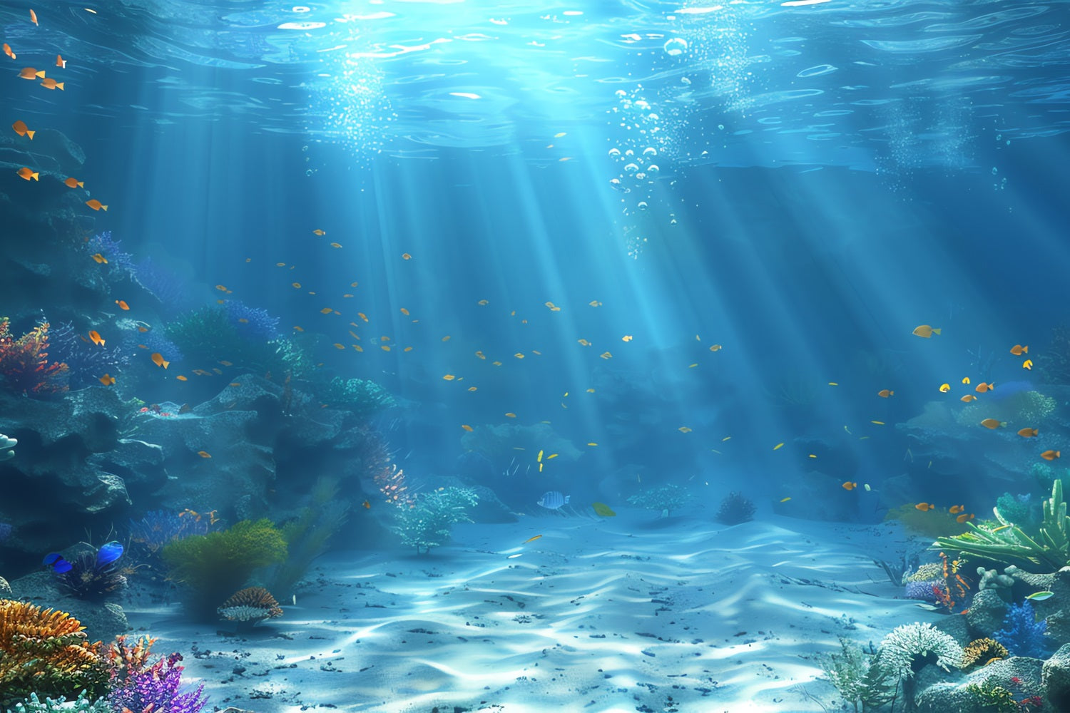 Fish Backdrop Abstract Mermaid Backdrop Vibrant Coral Reef Colorful Fish Backdrop BRP12-66