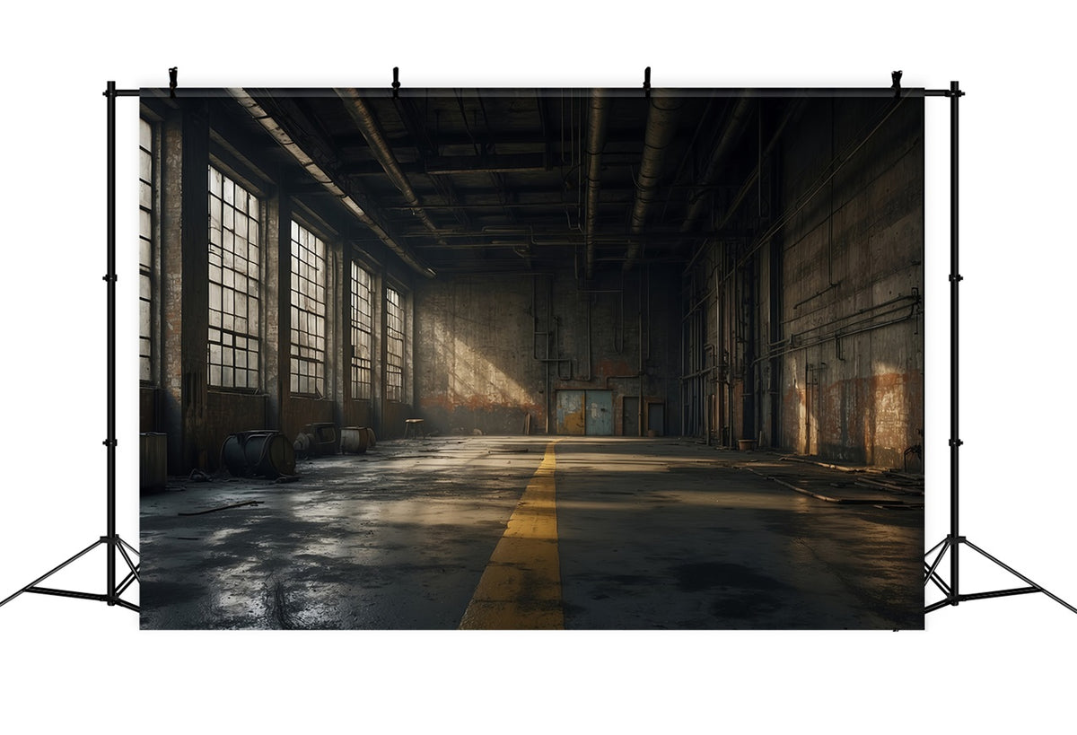 Architecture Backdrop Abandoned Factory Sunlit Windows Backdrop BRP12-