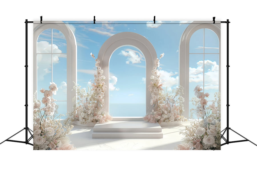 Bluearc Backdrop Architecture Backdrop Floral Arch Sky Blue Backdrop BRP12-675