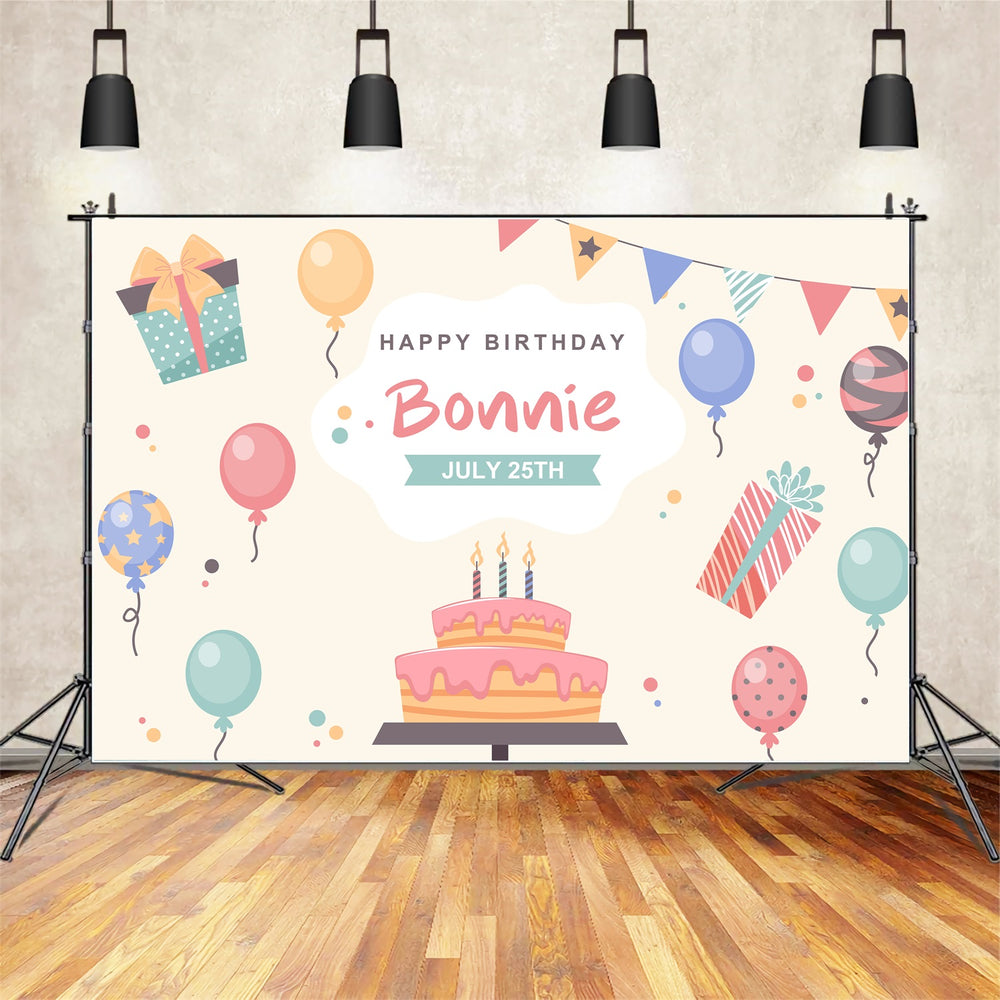 Custom Backdrop For Birthday Party Balloons Cake Gifts Backdrop BRP2-1