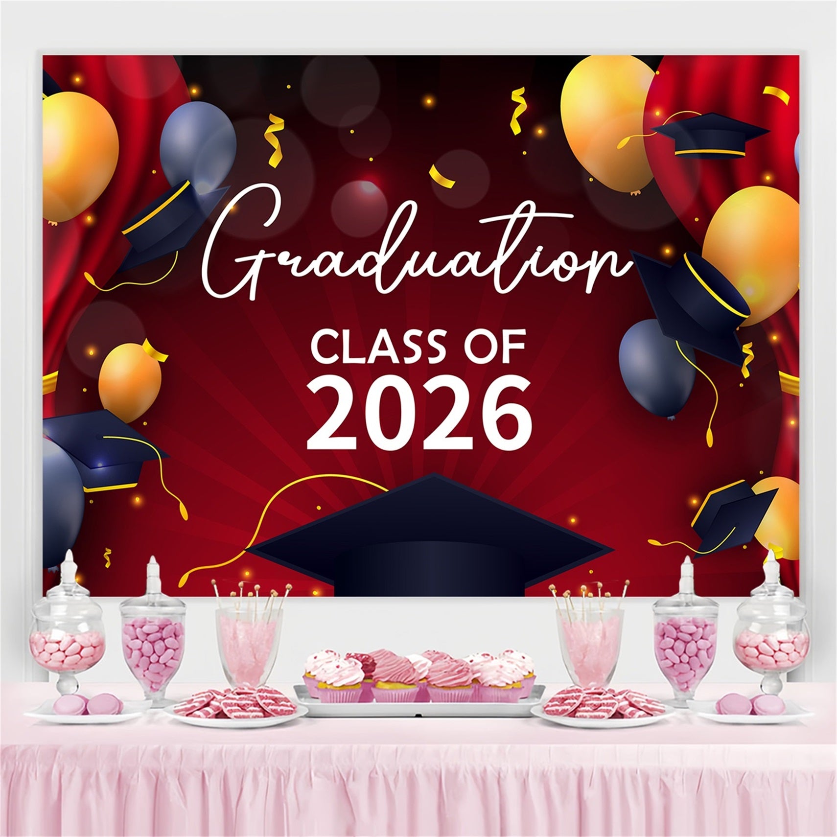 Graduation Backdrops Golden Balloon Elegant Graduation Party Backdrop BRP2-252